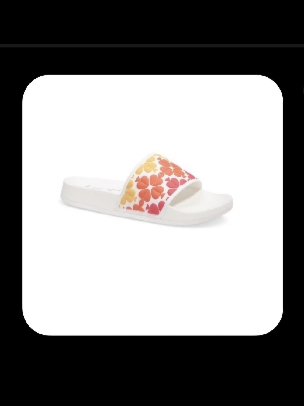 kate spade White Slide Sandals with Pink, Orange and Yellow Floral Strap